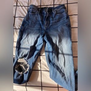 Blue Hollister high rise mom Jeans, size 28/7R